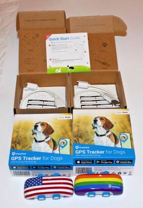 Tractive 120056451005 2 Lot Gps Location Trackers For Dogs Snow Color Plus Covers Rainbow