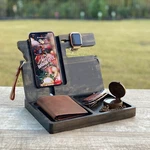 Wood Phone Docking Station Key Holder Wallet Stand Watch Gift For Men. Fixed Price $16.98.