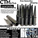 24X 4.5" Tall 12X1.5 Black Spike Nut 3/4" Hex + Key Fit 6-LUG Wheel Model. Fixed Price $50.59.