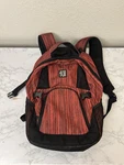 Ful Laptop Backpack Red Black Nylon Travel Padded Striped Daypack 20X16X5 J. Fixed Price $33.57.