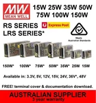 Meanwell Lrs Power Supply 15W 25W 35W 75W 100W 150W 12V 15V 24V 48VDC. Fixed Price $71.50.