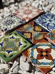25 Assorted Mexican Ceramic 4X4 Inch Hand Made Tiles. Fixed Price $24.95.
