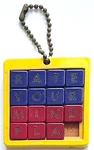 Vintage Words & Numbers Two Sided Tile Slide Puzzle Key Chain 2" Square. Fixed Price $12.99.