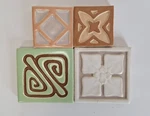 Vintage Mosaic Co 4-TILE Relief Lot Sage White Tan Mcm Geometric Art Tiles. Fixed Price $49.87.