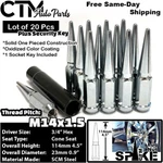 20X 4.5" Tall 14X1.5 Chrome Spike Lug Nut 3/4" Hex +key Fit Buick Cadillac Chevy. Fixed Price $41.48.