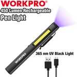 Workpro 450 Lumen Usb Rechargable Pocket Pen Led Flashlight Uv Black. Fixed Price $17.99.