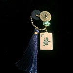Vtg Key Chain Mahjongg Dragon Two Tone Tile Sterling Silver Bead. Fixed Price $24.95.