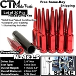 20X 4.5" Tall 14X1.5 Red Spike Lug Nut 3/4" Hex +key Fit Buick Cadillac Chevy. Fixed Price $45.09.