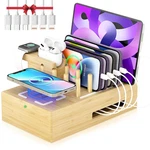 Df Darfoo Bamboo Wireless Charging Station For Multiple Devices - Wood Docking. Fixed Price $85.16.